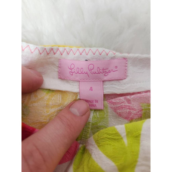 Lilly Pulitzer Womens Casual Shorts Multicolor Floral Printed Side Zip Cotton 4 - Picture 6 of 7